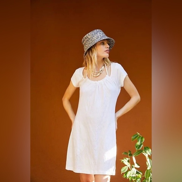 Free People Beach Size Small White Mini Dress Beach Cover Up NEW - Picture 1 of 13